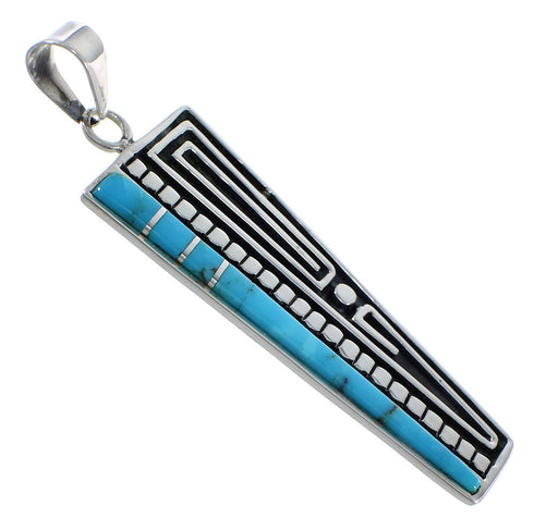 Turquoise Inlay Silver Southwest Pendant AX48983